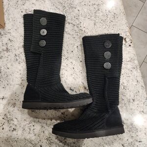 UGG Black Knit Cardy Boots